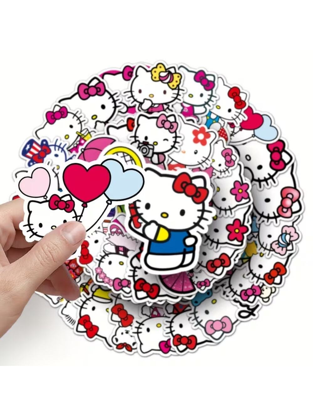 #6851 50 Non-Repeating PVC Waterproof 1-1/2" Hello Kitty Stickers